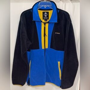 Columbia Blue and Black Fleece Jacket with Yellow Trim
